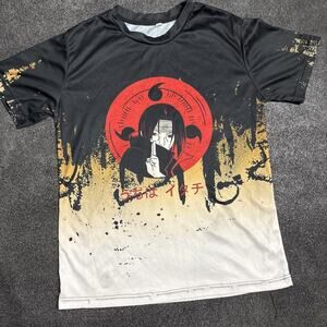 Itachi Uchiha Naruto Anime T-Shirt Black Red Moon Graphic Tee Men’s